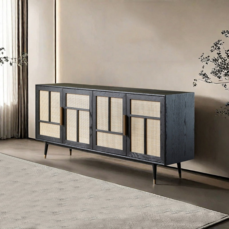 Meuble télé en rotin de style américain, 70.87"