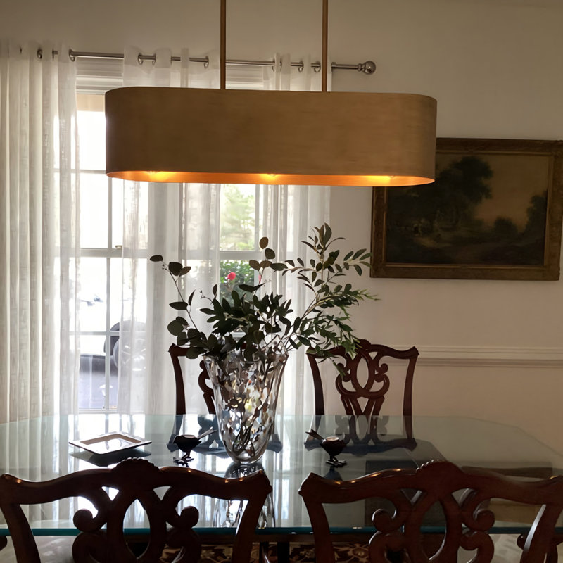 39" Modern 5-Light Dimmable Brass Oval Kitchen Island Chandelier