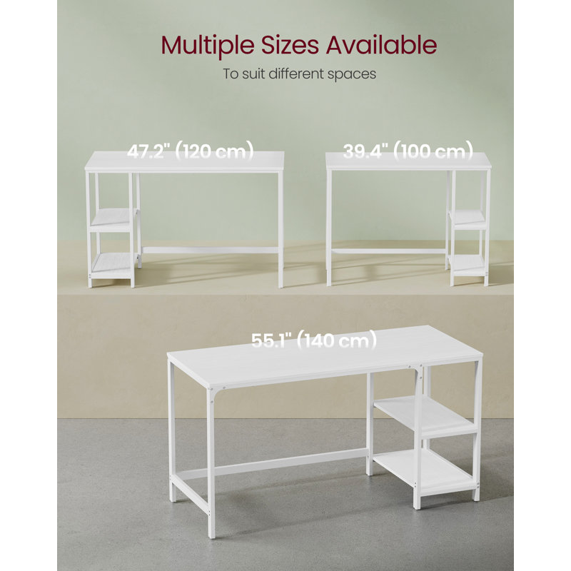 Alaudin Metal Base Computer Desk, White