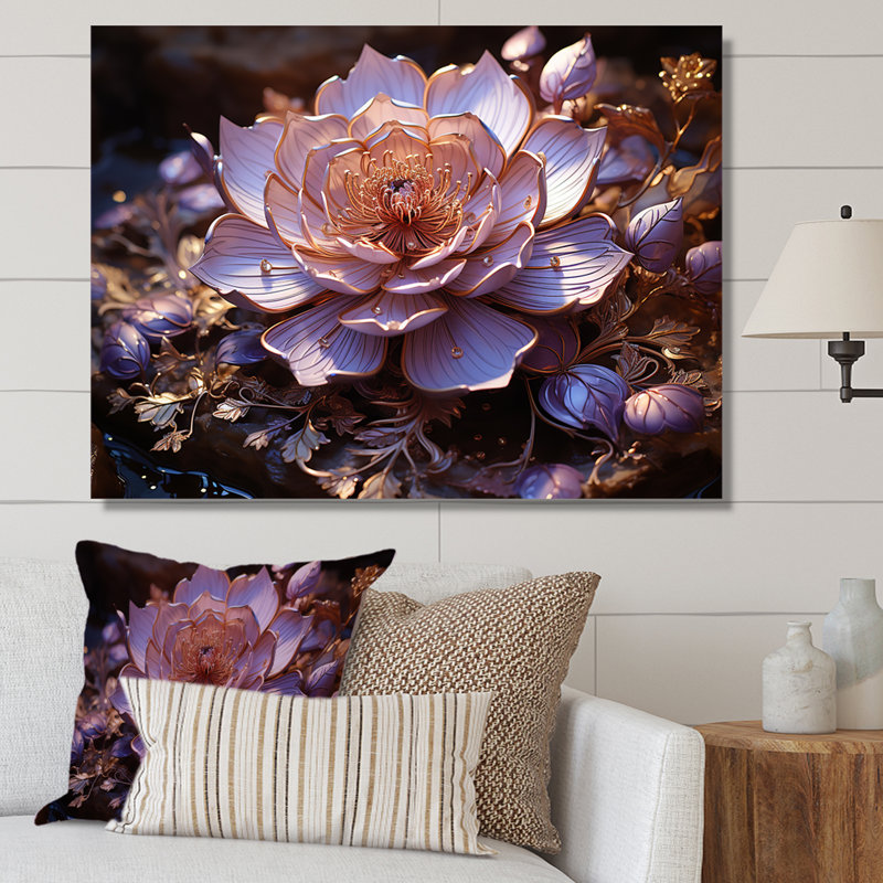 «Enchanted Lotus Waters II», reproduction sur toile, Toile tendue, H 16 po x l 32 po x P 1 po