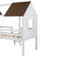 Lit mezzanine simple en bois avec deux fenêtres latérales gris et blanc antique