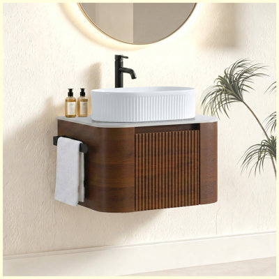 Meuble-lavabo blanc avec rangement à fermeture en douceur