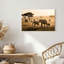 Art mural sur toile, "Éléphants d'Afrique marchant dans la savane dorée"-133048551