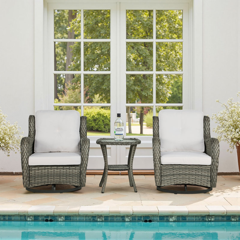 Ensemble de conversation extérieur en osier 2 personnes avec coussins pour terrasse, porche, jardin Mapleview, Brun, Beige