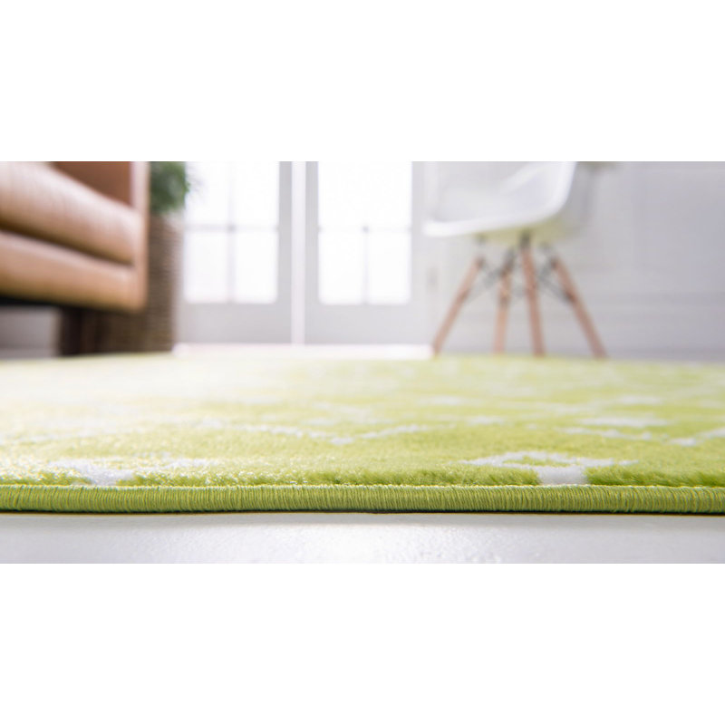 Tapis contemporain Aemtenan couleur mousse, Tapis de couloir 2 pi x 9 pi 10 po