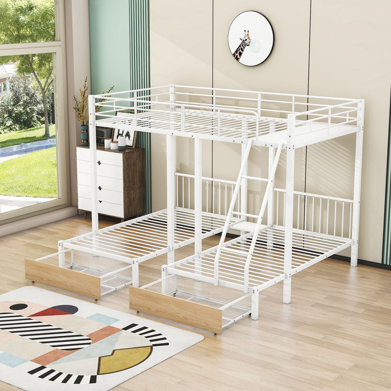 Vittoria Full over Twin and Twin 2 Drawer Triple Bunk Bed by Mason Marbles, White