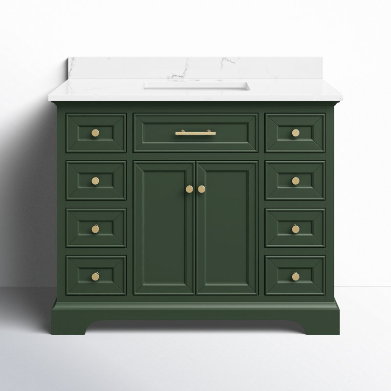Thompson 42" W Single Bathroom Vanity, Evergreen/Brushed Gold