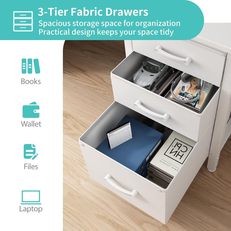 47 Inch Home Office Desks With Keyboard Tray, Computer Desk With File Drawers Cabinet