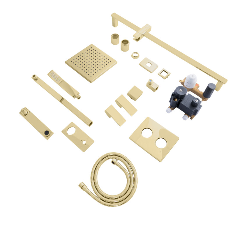 Bliss Complete Shower System with Rough-in Valve, Polished Gold