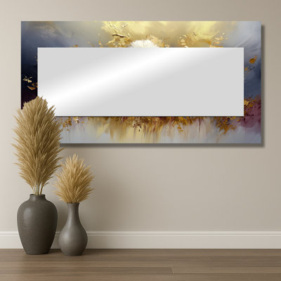 Golden Dandelion Harmony - miroir floral pour décoration murale - imprimé sur métal