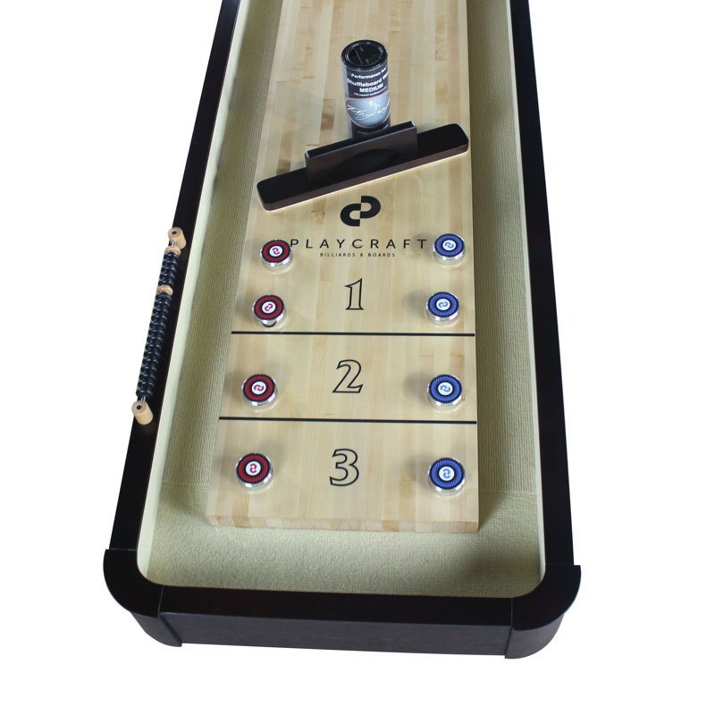 Espresso 12' Solid Wood Shuffleboard Table with Climate Adjusters