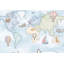 Papier peint carte du monde fantaisiste, montgolfières-799346703-799346702