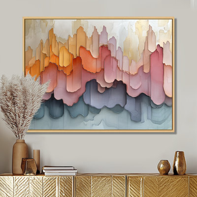 Abstrait, art doré et rose sur toile New York City II