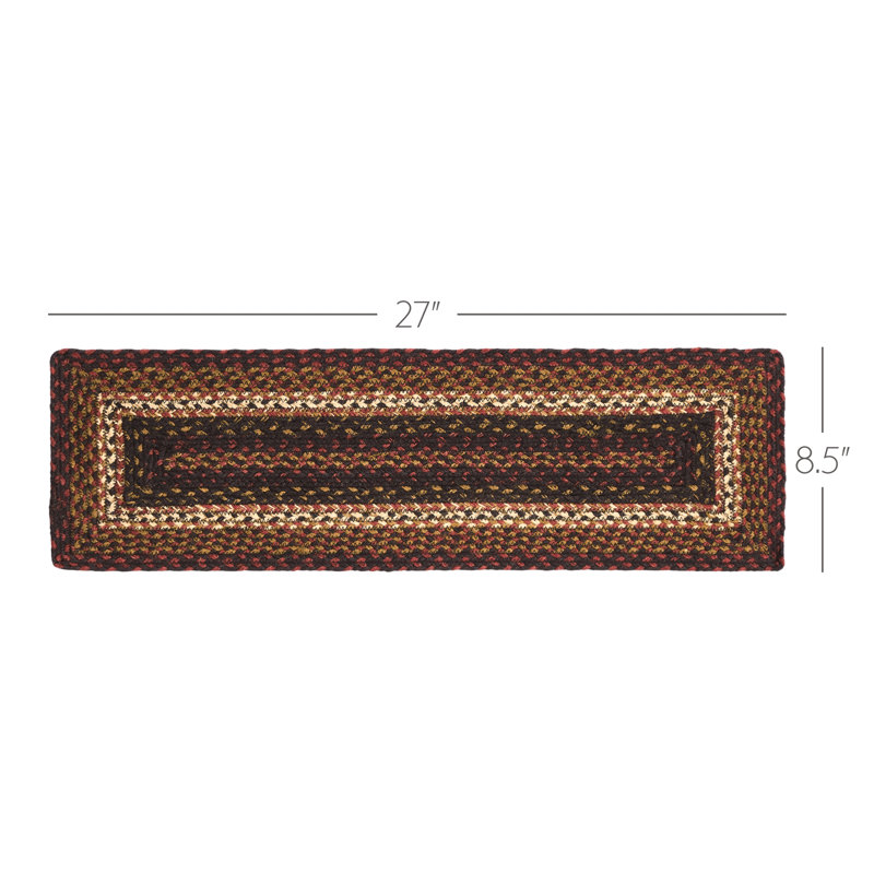 Tapis d'escalier rouge / noir / brun clair Zahid, Rectangulaire 8,5 po x 2 pi 3 po