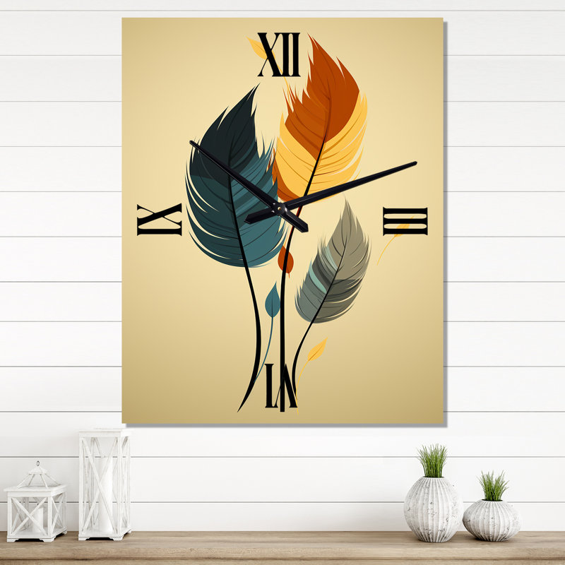 Horloge murale rétro bleu et ambre orange Boho, Très grand
