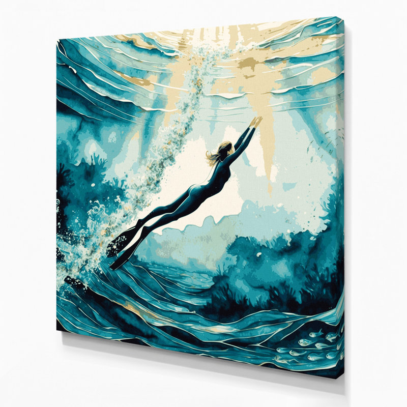 Art mural sur toile Sports Freediving, H 32 po x l 32 po