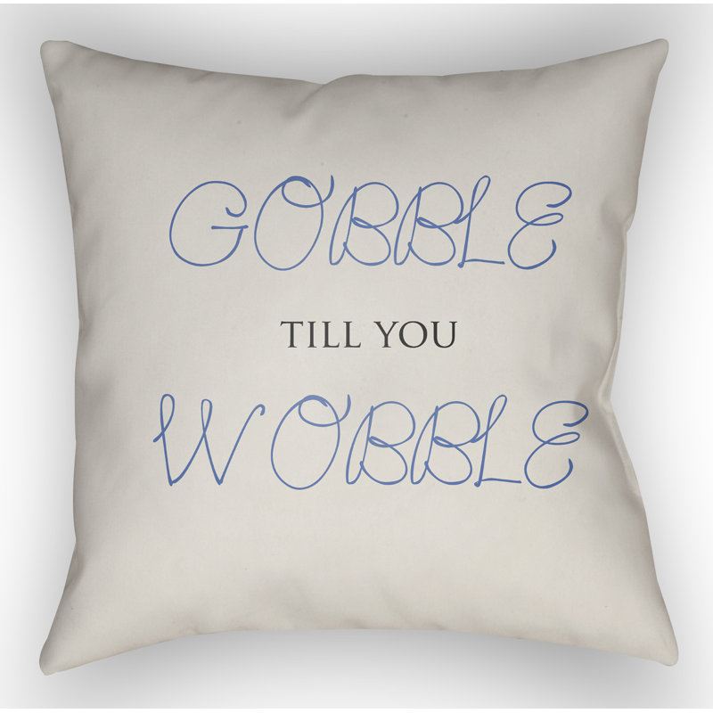 Gobble Wobble Indoor/Outdoor Throw Pillow, 18" H x 18" W x 4" D, White/Blue