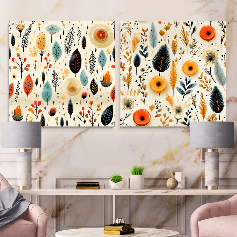 Peraza - Ensemble de 2 art mural abstrait en acrylique sur verre, H 16 po x l 33 po