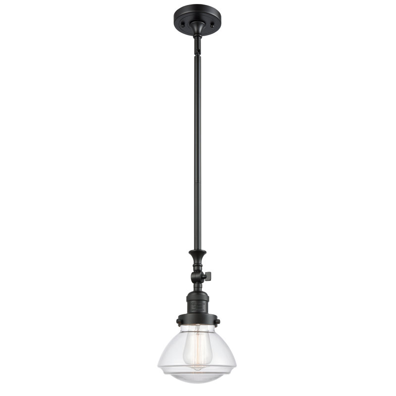 Luminaire suspendu simple à 1 lumière Chesterville, Ampoule non incluse, Transparent, Noir mat