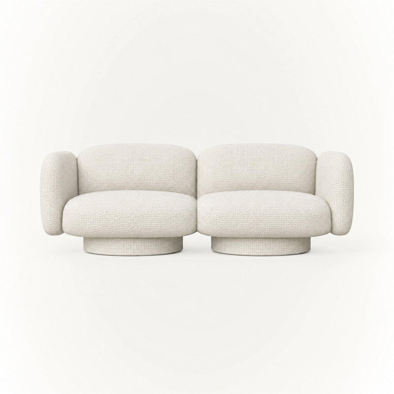 Canapé 2 places Rimo - Blanc alpin, L 82 po, Tissu blanc