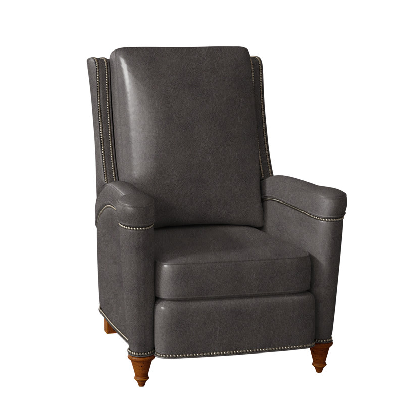 Mayes Recliner, Corinthian Cherry Genuine Leather, Gunmetal, New Classiques