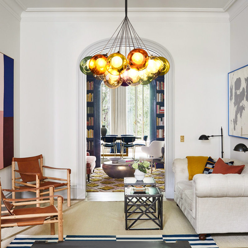 Spoffo Modern Colorful 50-Light Bubble Glass Chandelier Cluster Pendant