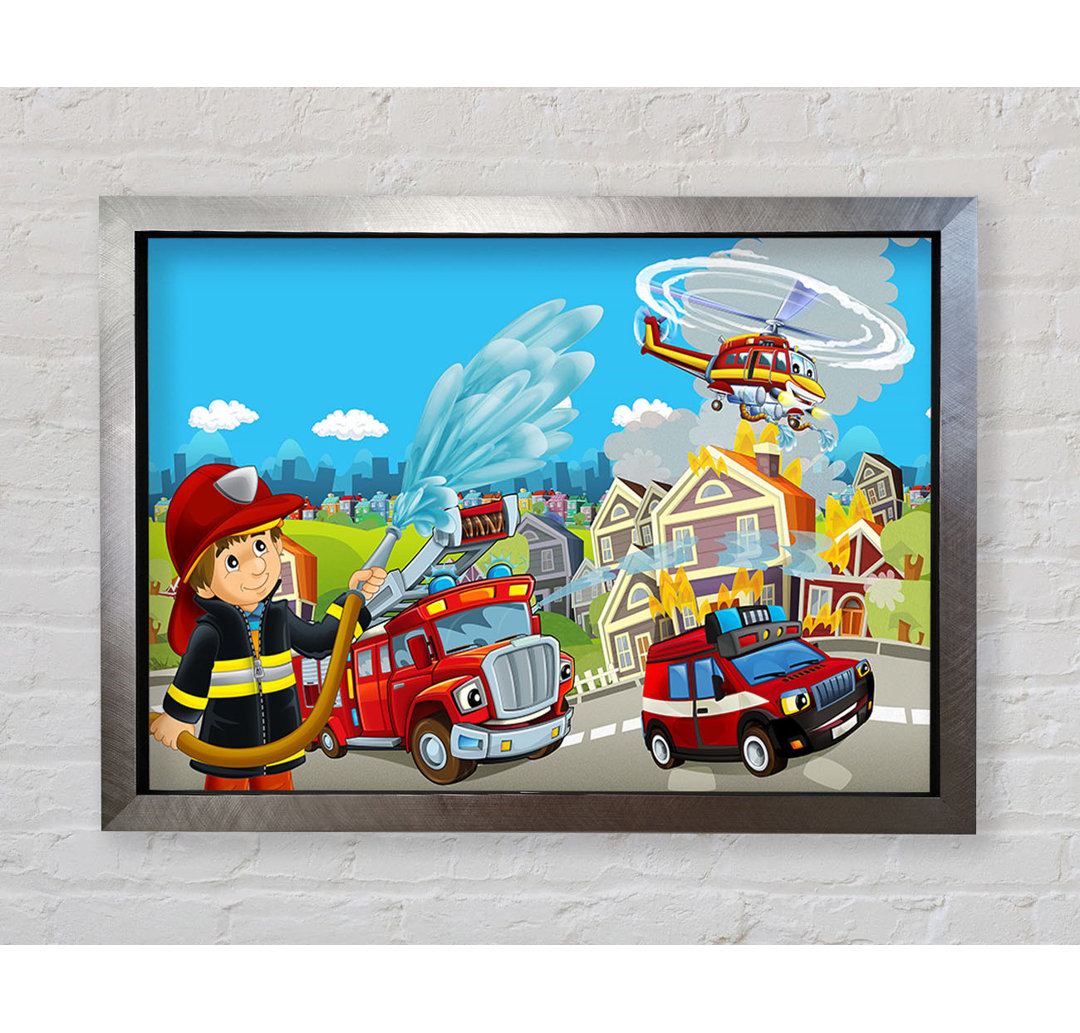 Fireman Rescue - Einzelner Bilderrahmen Kunstdrucke