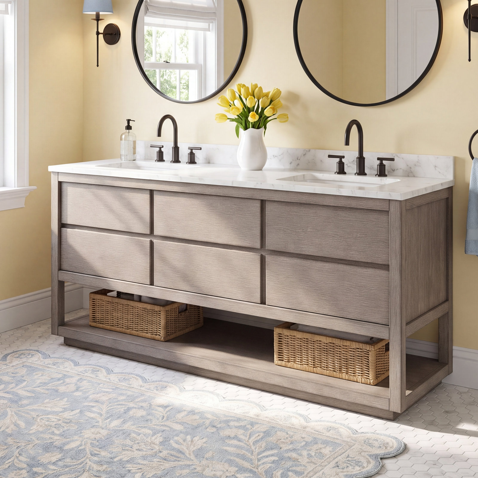 Constanta 72'' Double Bathroom Vanity, Grey Oak