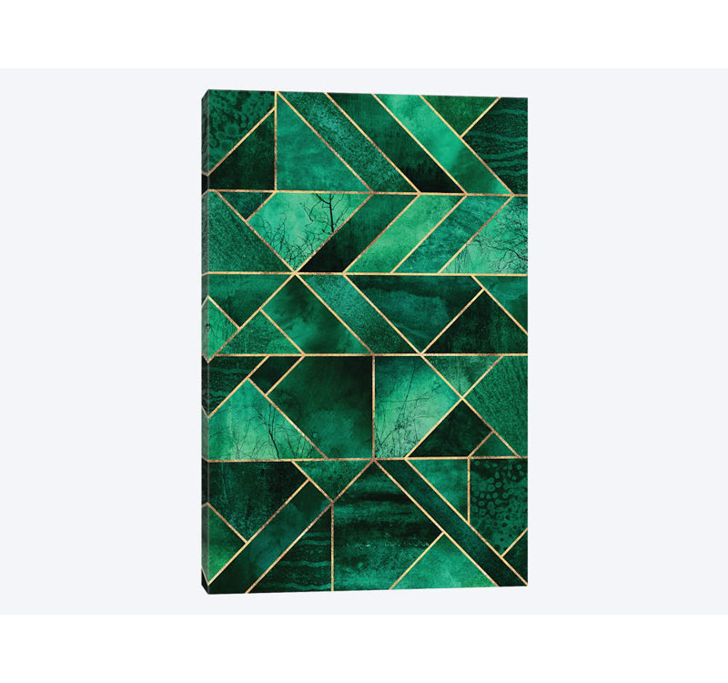«Abstract Nature - Emerald Green» par Elisabeth Fredriksson - impression d'art graphique, H 12 po x l 8 po x P 0,75 po