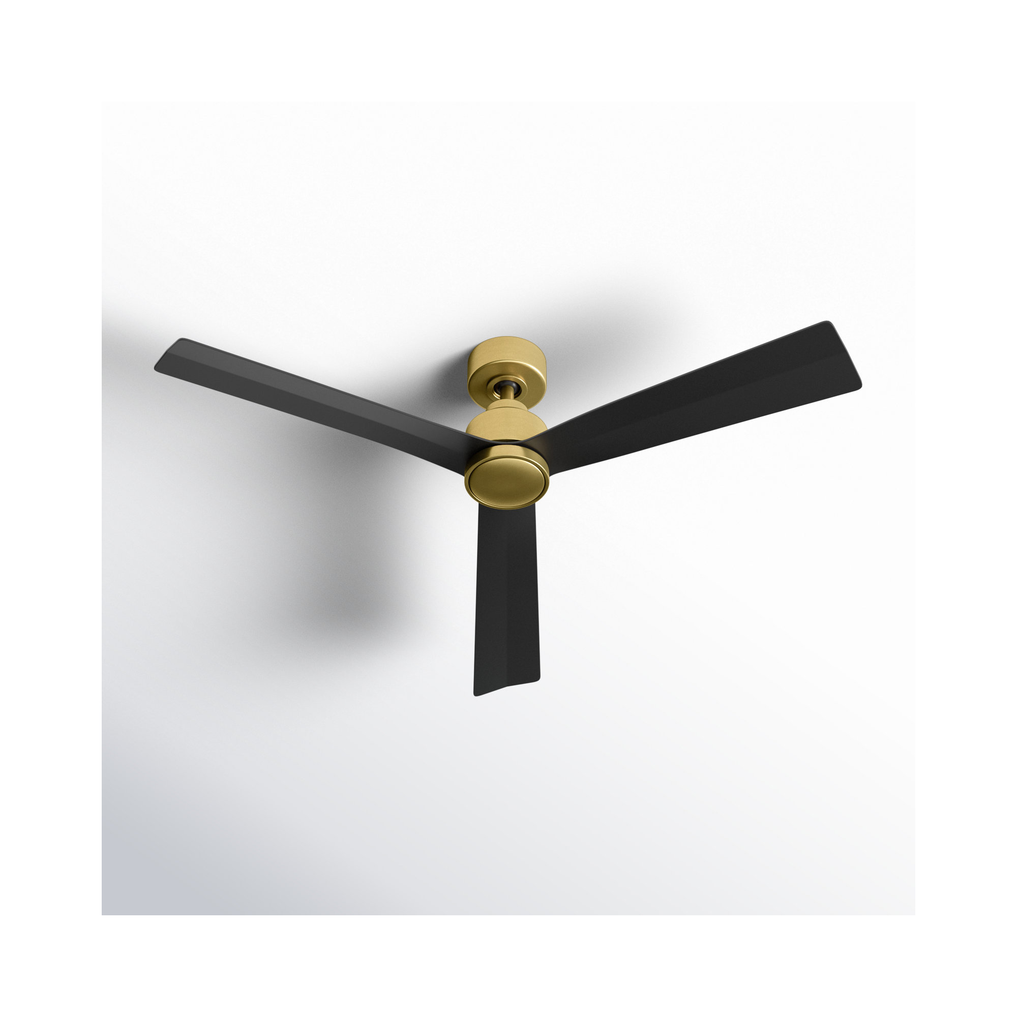 52" 3 Blade Smart Ceiling Fan with Remote Control Included, Soft Brass with Matte Black Blades, Without Light Kit