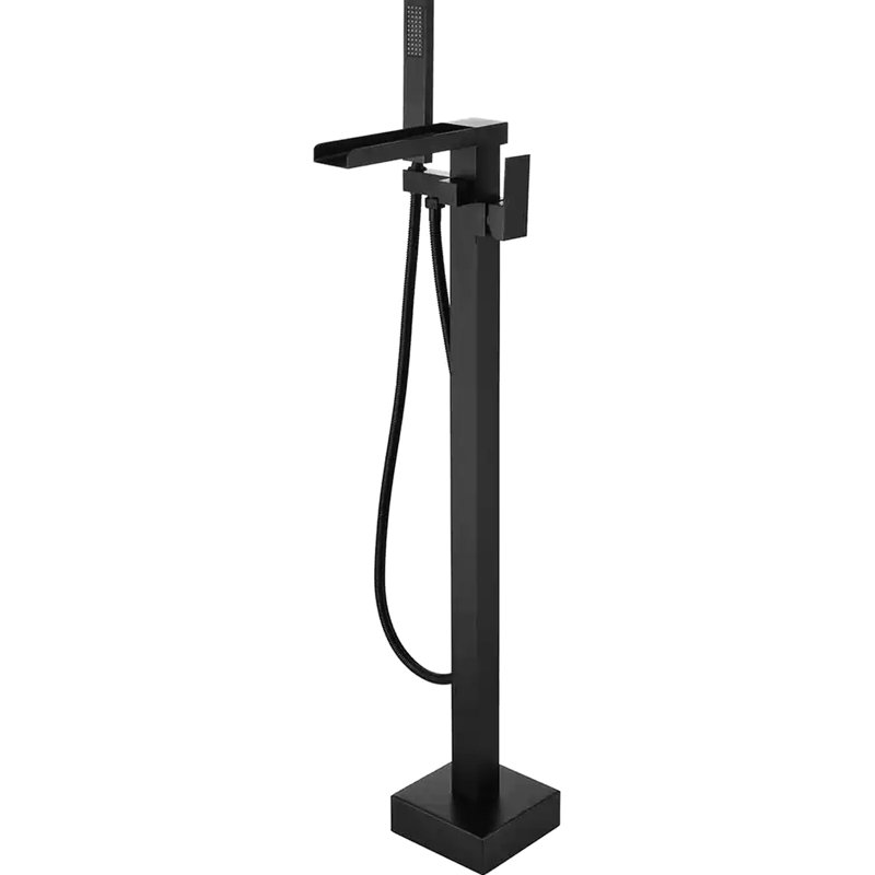 Matte Black Bathtub Faucet With Hand Shower - Lever Handle, Stainless Steel Hose, Corrosion Resistance Modern Wall Mounted, Single Waterfall Spout, Rust & , Easy Installation