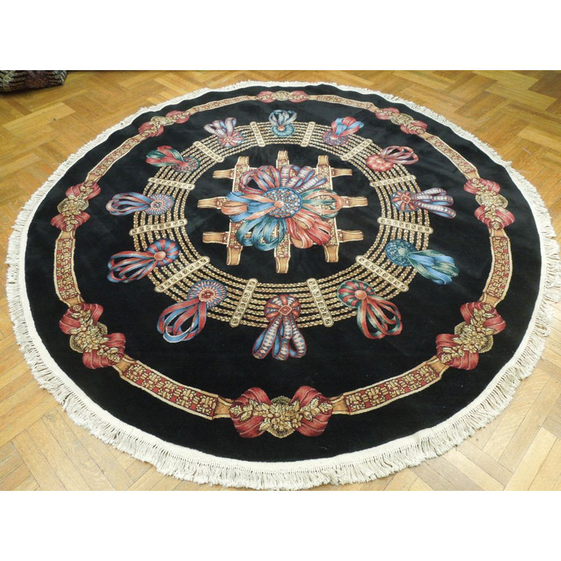 Tapis transitionnel rond en soie 9 x 9,5 # PIX-20855
