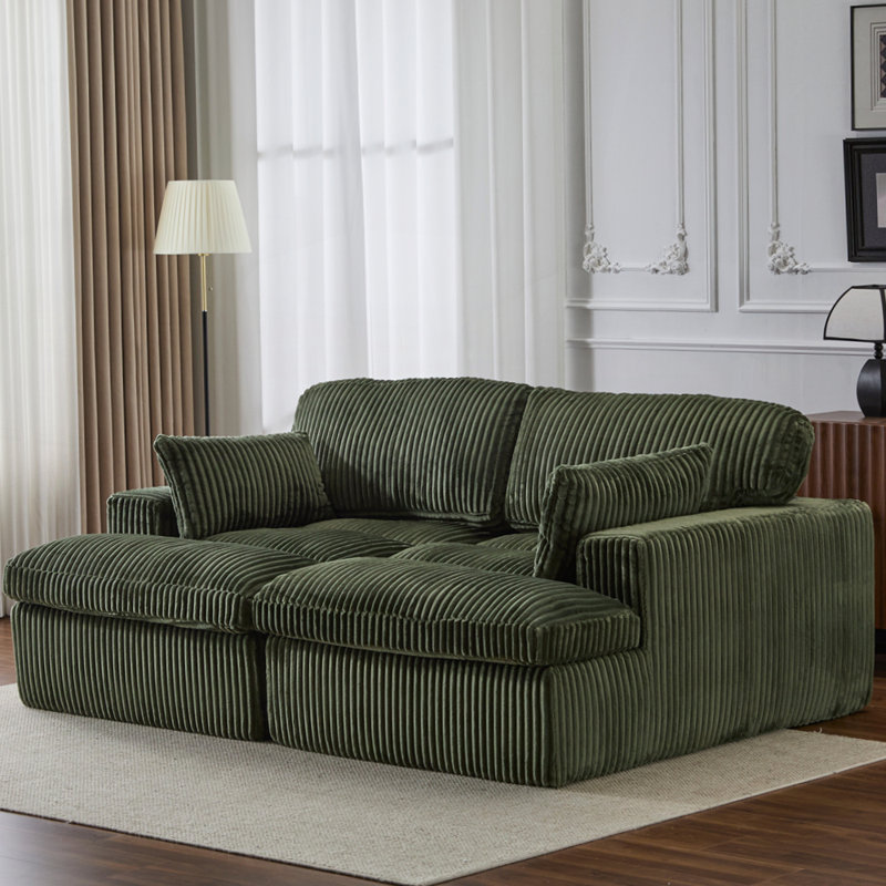 Canapé-lit modulaire surdimensionné Boneless, H 35,04 po x l 82,68 po x P 57,09 po, Vert