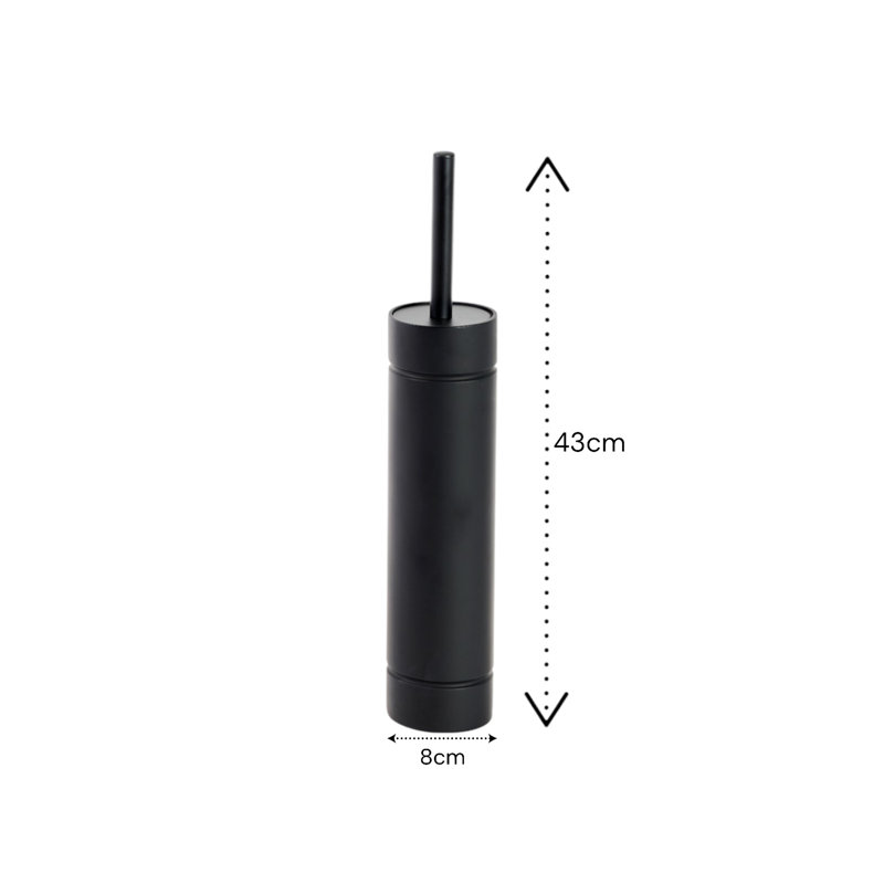 Draco Slimline Toilet Brush & Holder, Matte Black