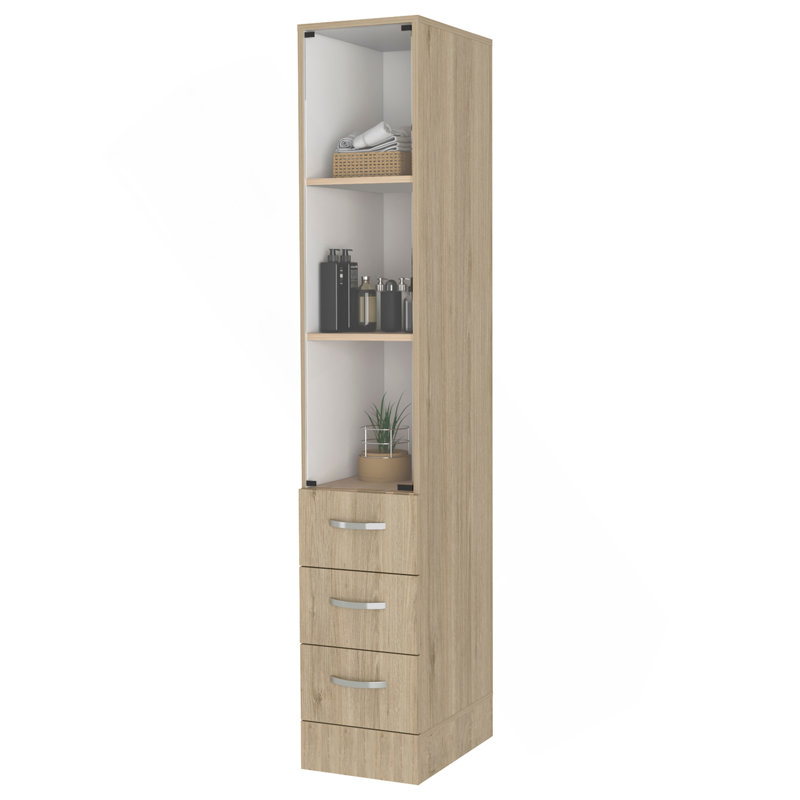 Preston Linen Cabinet, Three Shelves, Four Drawers, Multicolor