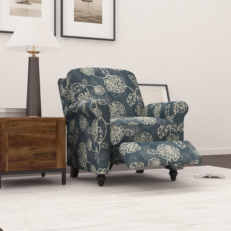 Leni Upholstered Recliner, Caribbean Blue Floral
