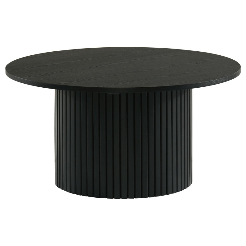Table basse d'appoint à cannelures rondes rondes de couleur blanche de Vladut, Noir