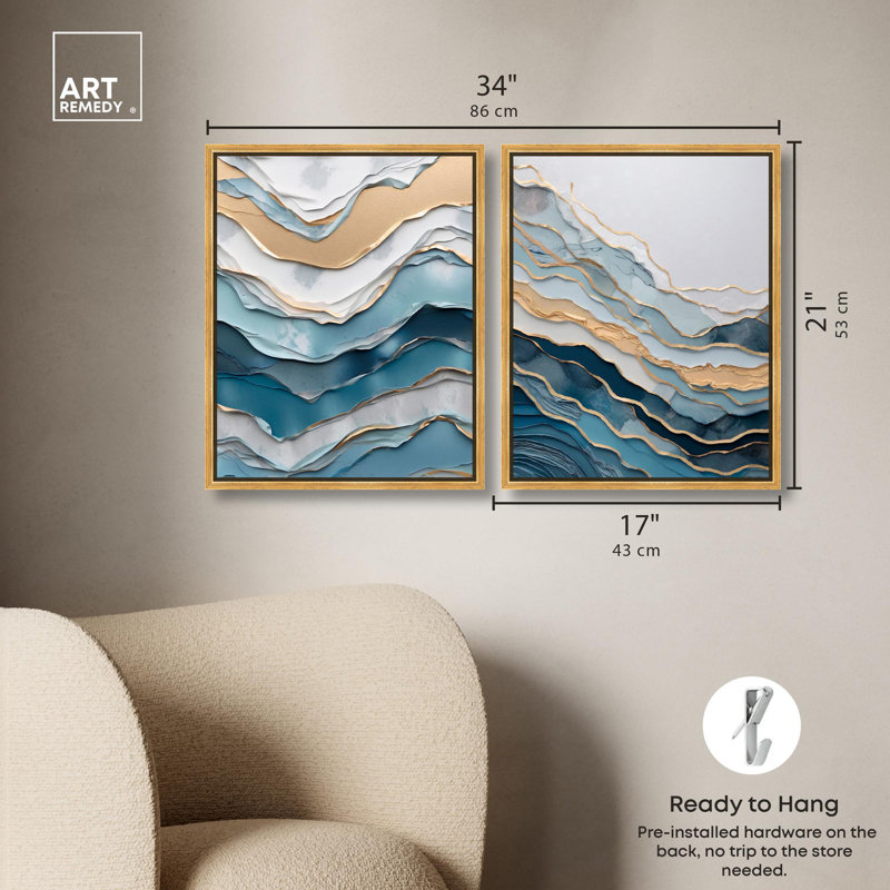 Golden Waves, Cadre flottant doré, H 20 po x l 16 po