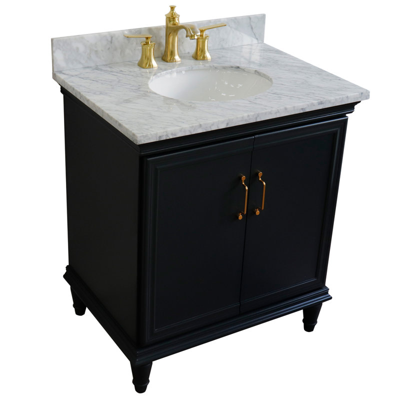 Ensemble de meuble-lavabo simple 31 po Nerys, Granite, Gris foncé