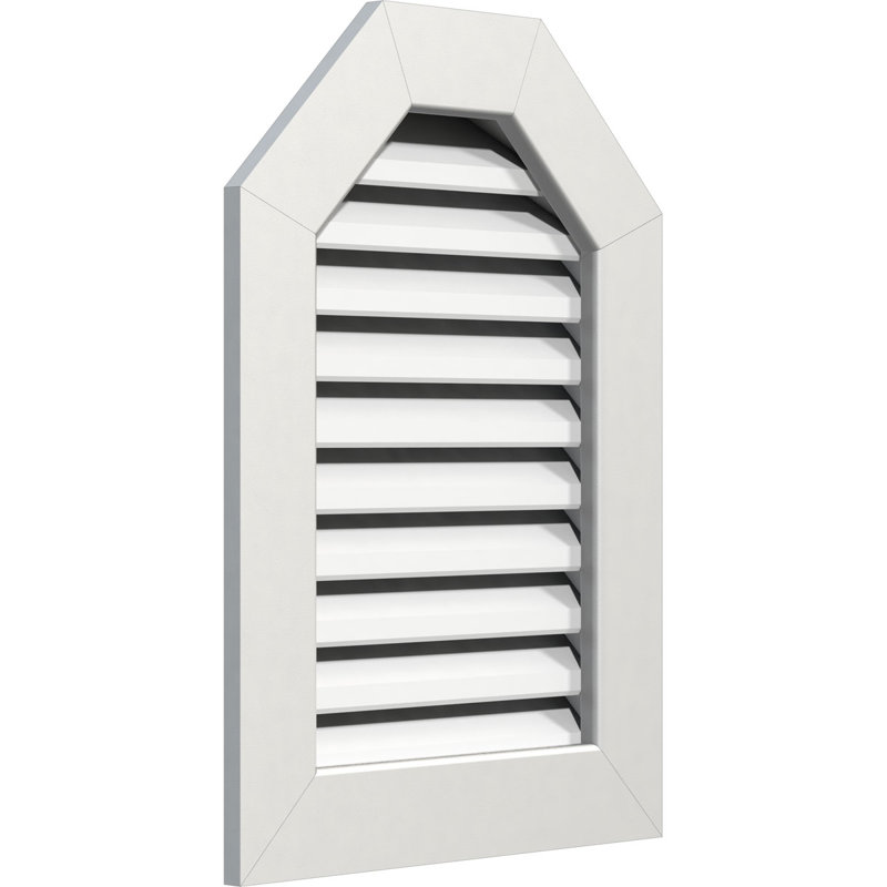 Évent de gable à plateau en pvc avec cadre de garniture plat blanc, H 25 po x l 25 po x P 3 po