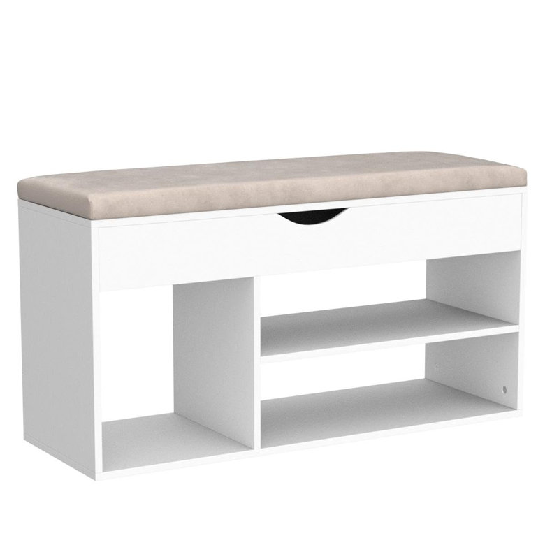 7 Pair Shoe Storage Bench, White