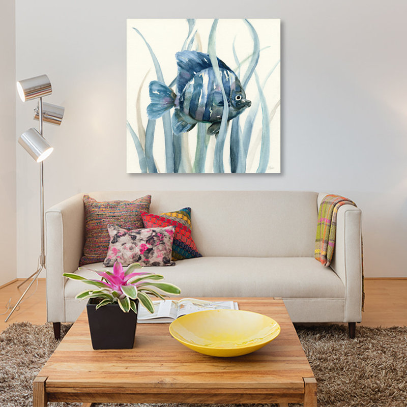 'Fish in Seagrass I' Print on Canvas, 48" H x 48" W x 1.5" D, Wrapped Canvas
