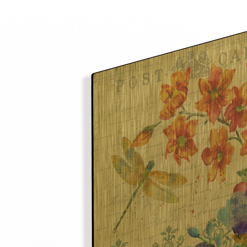 «Postcode Botanical» par Jean Plout, art mural en métal doré, 16 po x 24 po, 16"x24"