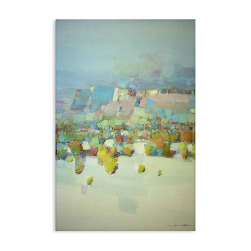 Toile contemporaine paysage de plage par Vahe Yeremyan, H 30 po x l 20 po