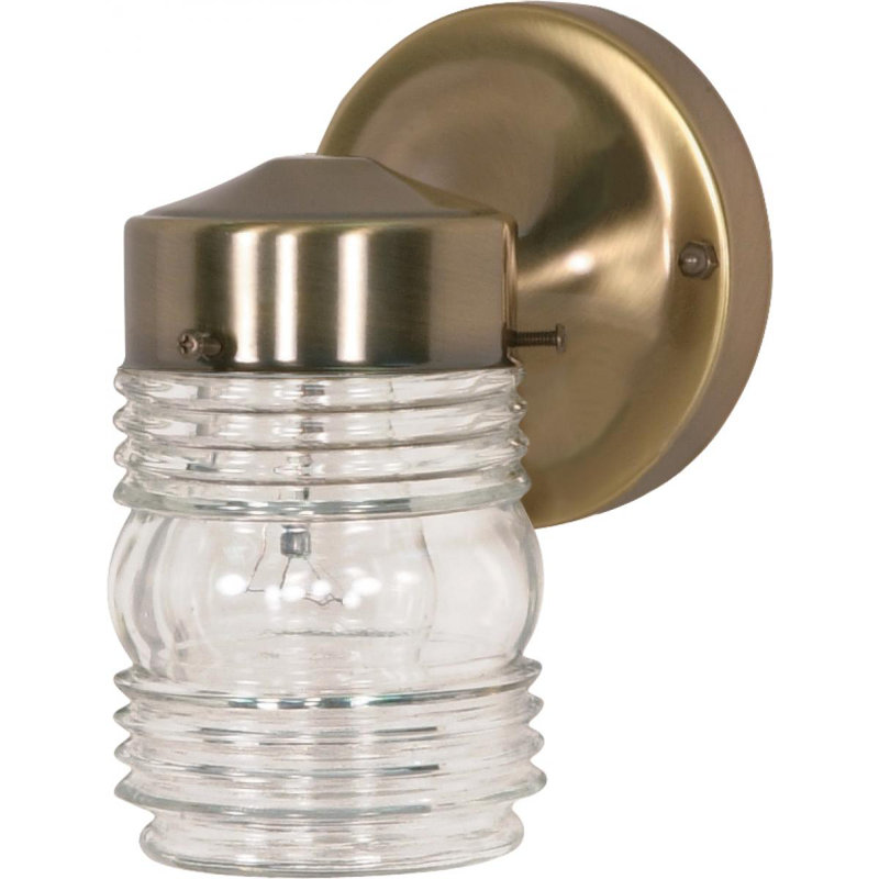 Lanterne murale d'extérieur à 1 ampoule H 8,5 po Hartnell, Laiton antique, Transparent