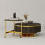 Ensemble de tables basses 31,5 pouces en noyer et or avec deux tiroirs de rangement-54256387-54256389