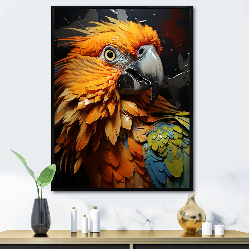 Gardiens dorés bleus et jaunes II, Cadre flottant noir, 40" H x 30" W