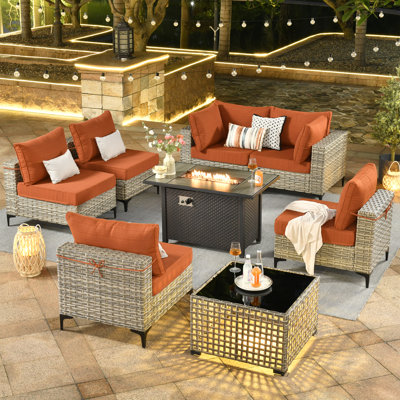 Ensemble de conversation modulaire extérieur réversible pour 6 personnes Emroy