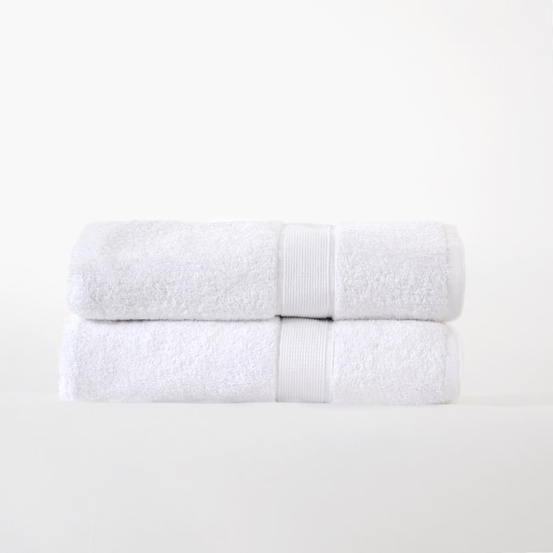 Ensemble de serviettes en coton biologique Lyndon, Blanc, Ensemble de 2 draps de bain