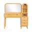 Meuble-lavabo cannelé avec grand miroir de 32 po, grande coiffeuse moderne à plateau en verre avec 4 tiroirs et armoire de rangement, ensemble de coiffeuse avec station de charge pour la chambre à coucher